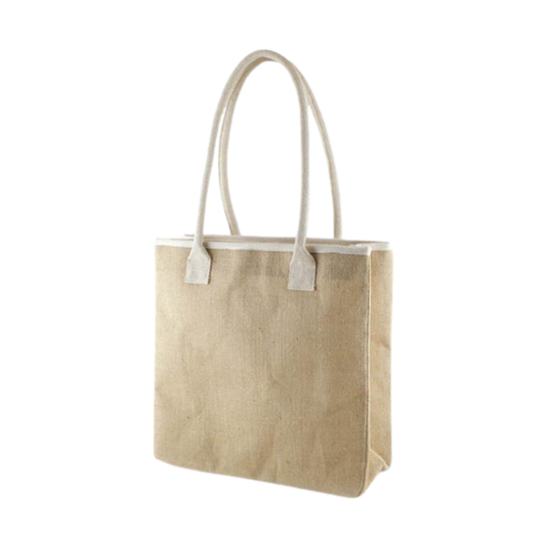 	natural coloured fumi jute bag with white handles