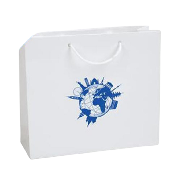 	white rope handle bag with 1 colour logo