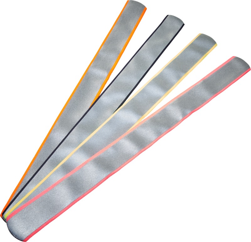 Reflective slap band in orange, pink, yellow, silver