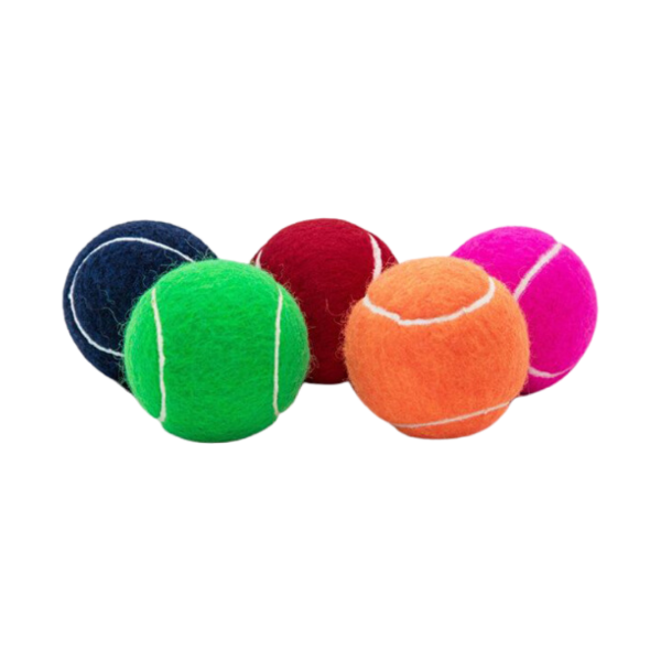 	tennis balls in a range of colours