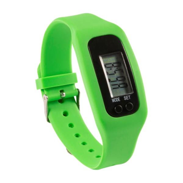 Green pedometer with a black screen