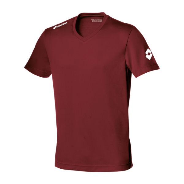 Short sleeve Jersey Team EVO in burgundy with Taped V neck and 1 colour print logo on right shoulder and left arm sleeve