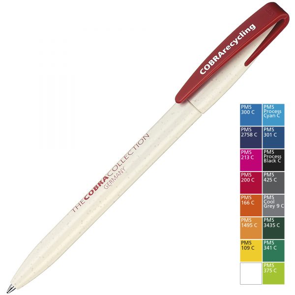 White bodied pen in a range of different clip colours