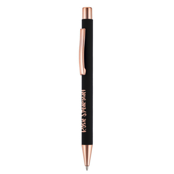 Personalised rose gold pen black.