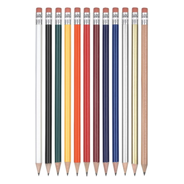 wooden pencil in range of colours without an eraser