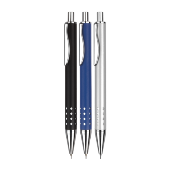 Mechanical pencils in black, blue and silver