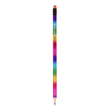 Show details for Rainbow Pencil with Eraser rainbow pencil printed with a logo