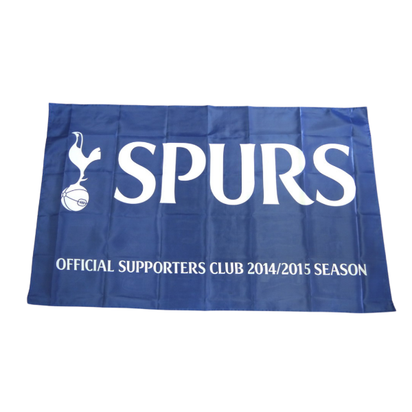 large promotional flag in navy with the Spurs logo in white