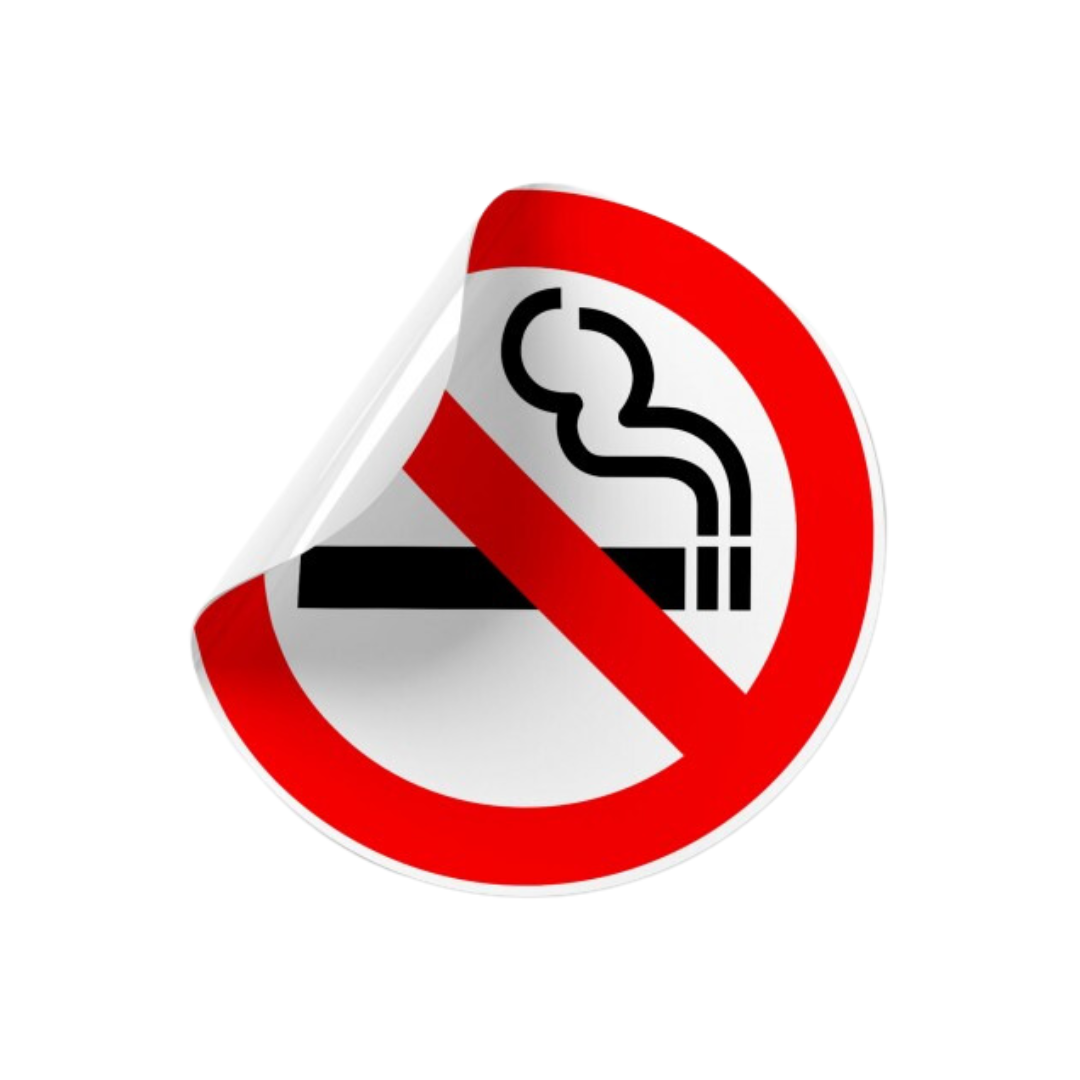 round vinyl sticker with no smoking sign