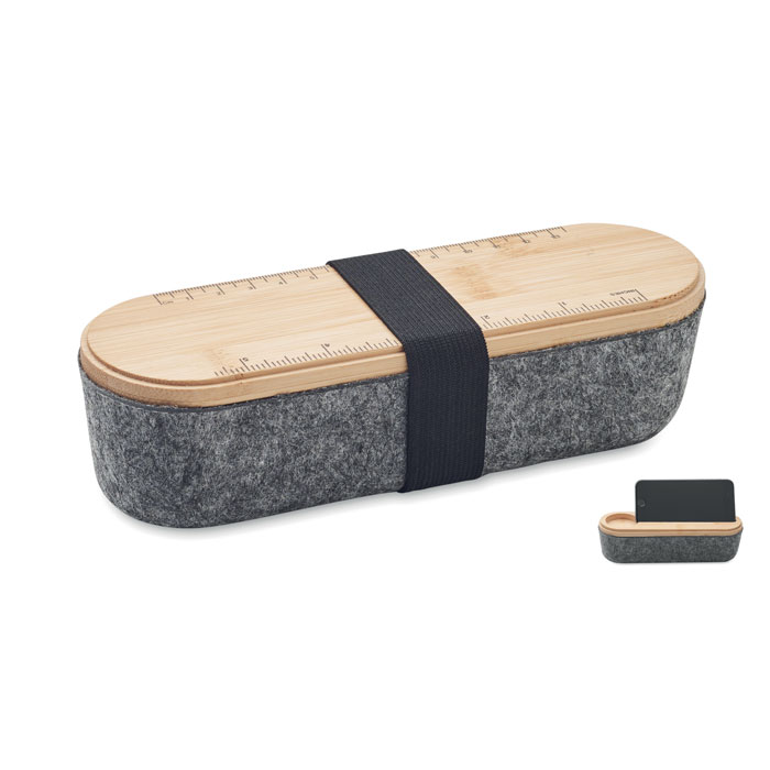 RPET pencil case with bamboo lid