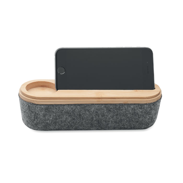 Bamboo lid turned into phone stand