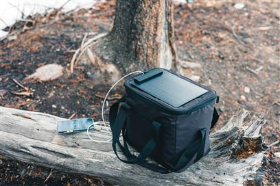 Cool bad with solar panel in use