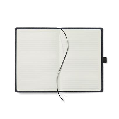 Black recycled felt notebook open