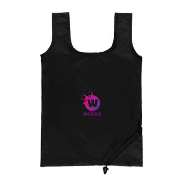 Black RPET 190T foldable shopper with print