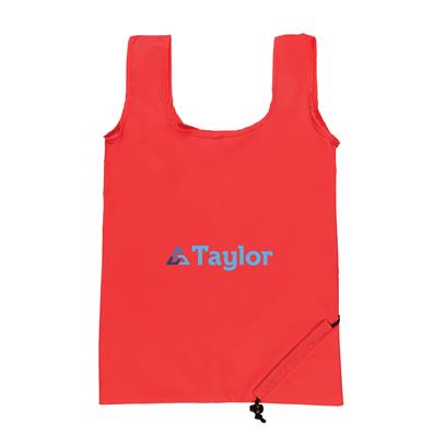 Red RPET 190T foldable shopper with print