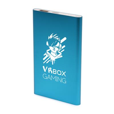 cyan flat power bank with print