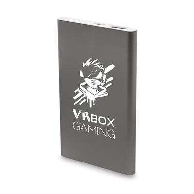 gun metal flat power bank with print
