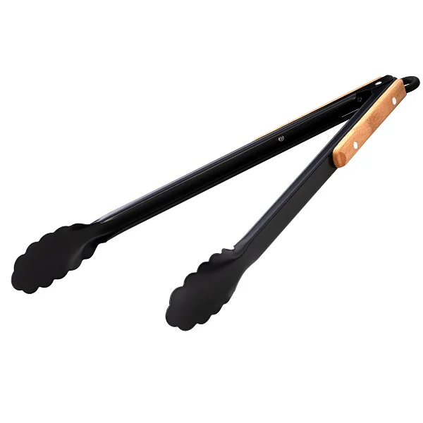 Black lacquered barbecue tongs