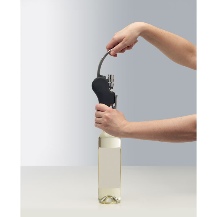 Automatic Lever Corkscrew in use on a wine bottle