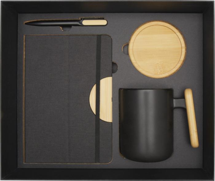 Mug, coaster, pen and notebook gift set