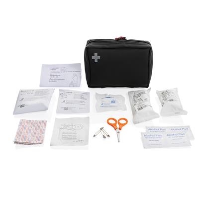 Recycled Nubuck Pouch First Aid Set with components wrapped up