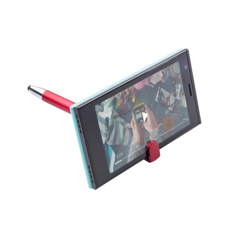 Red Ballpen with Phone Holder in use