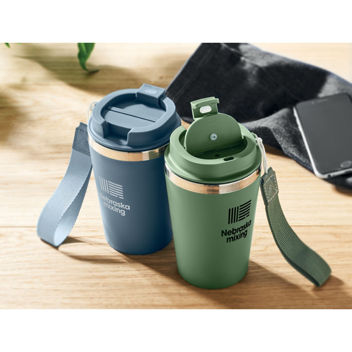 Petrol and Dark Green Recycled Steel Double Wall Tumblers with print