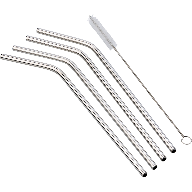 Four Stainless Steel Drinking Straws