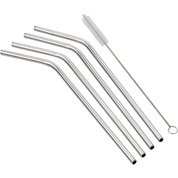 Four Stainless Steel Drinking Straws