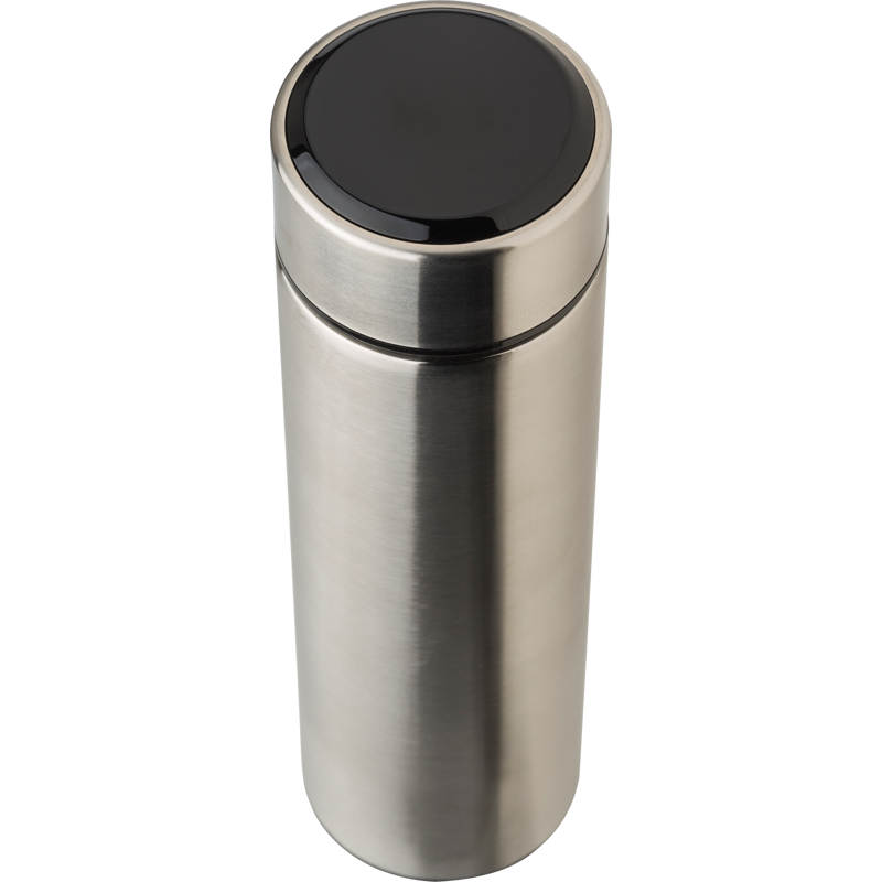 Silver Stainless steel thermos bottle with LED display