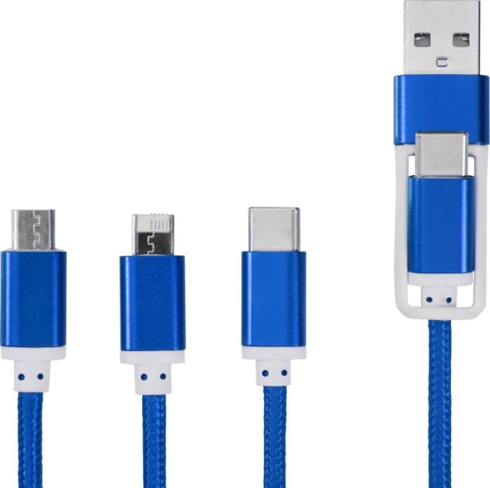 Blue 5-in-1 charging cable components