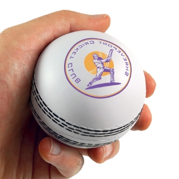 Show details for Stress Cricket Ball stress cicket ball in white with printed design