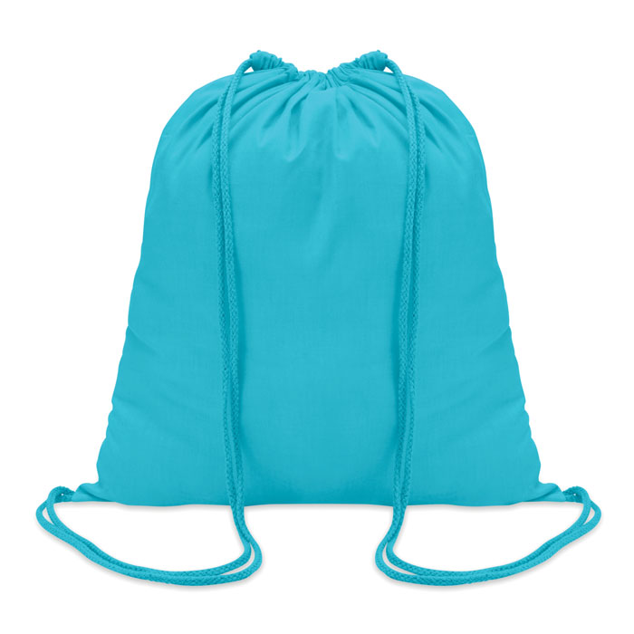 cotton drawstring bag in torquoise