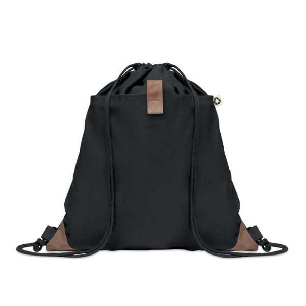 Drawstring bag made from recycled cotton in black