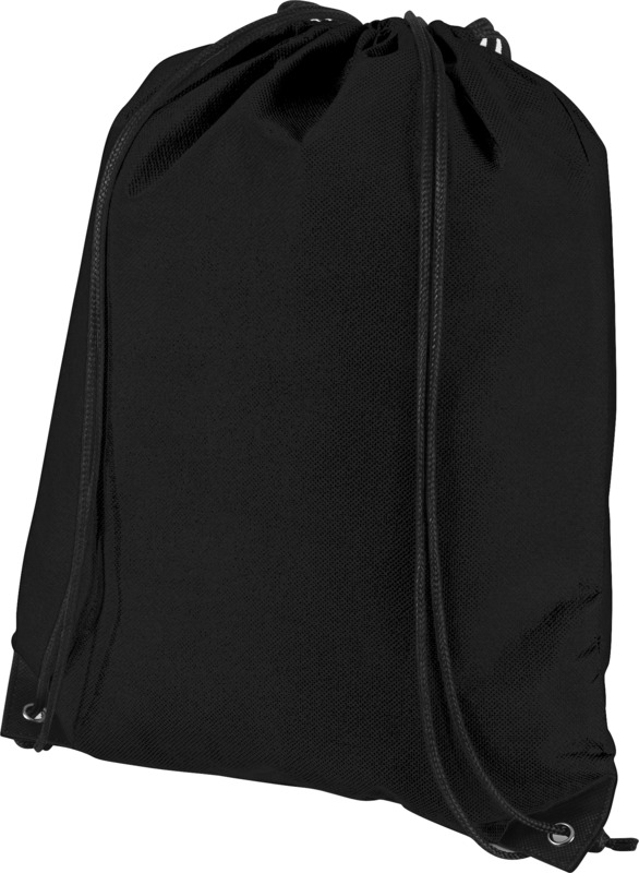 Evergreen non-woven drawstring bag in black
