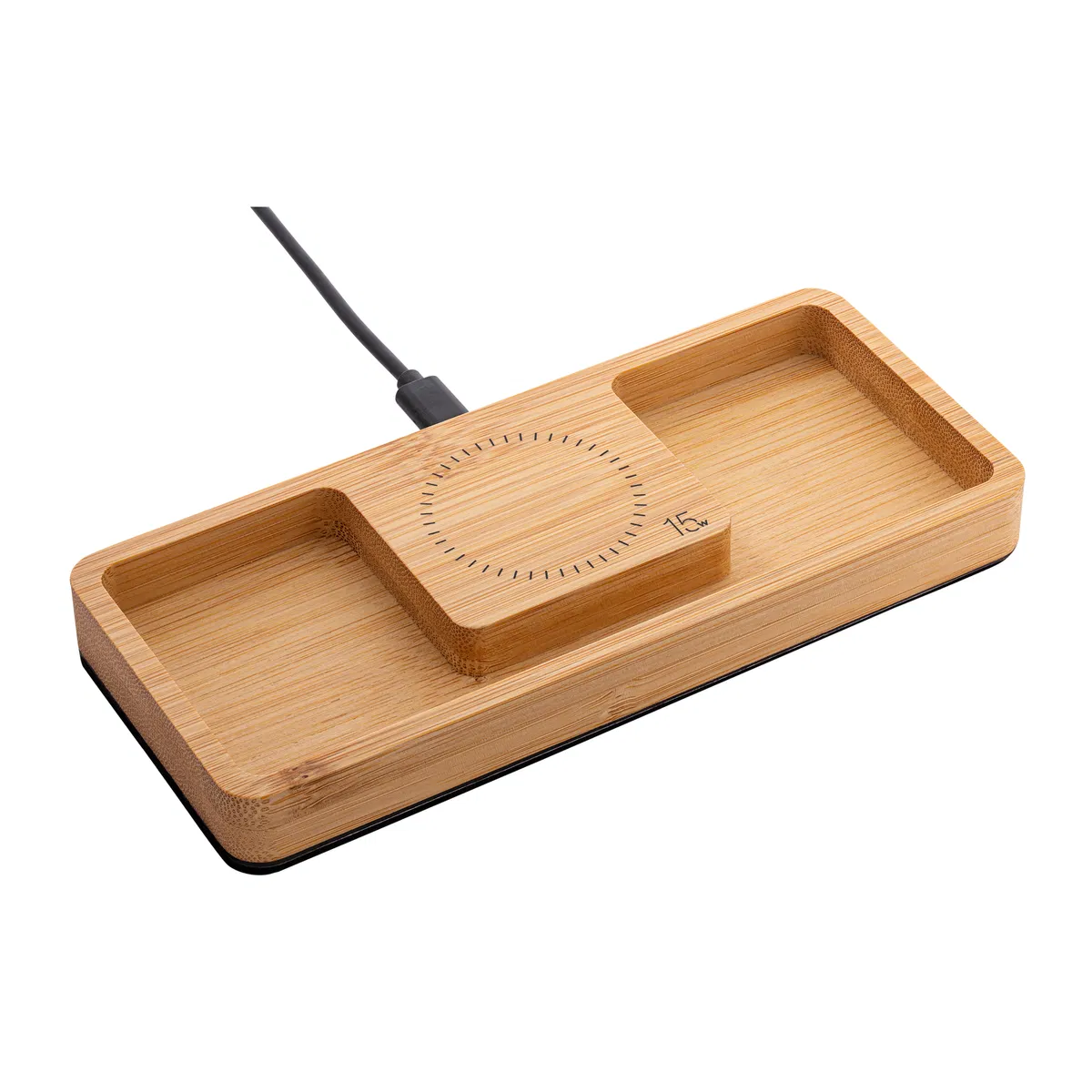 Bamboo Wireless Charger Desktop Organiser