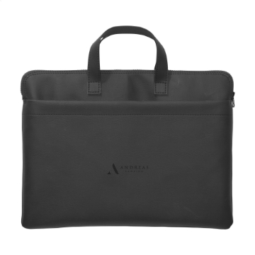 Show details for Apple Leather Laptop Bag  Black Apple Leather Laptop Bag with print