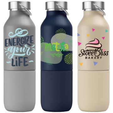 Show details for 2-in-1 Bottle & Tumbler 2-in-1 Recycled Steel Flasks with wrap around print