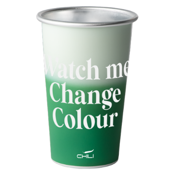 Show details for Recycled Aluminium Colour Changing Cup Green Recycled Aluminium colour changing cup with print