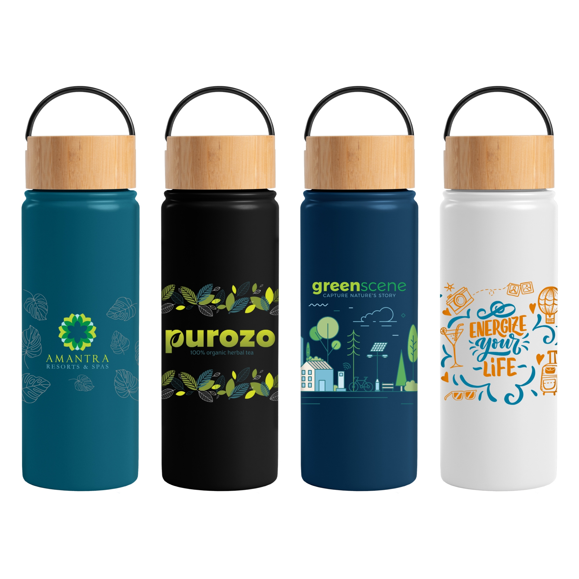 Recycled Stainless Steel Bottles with print - Double Walled 530ml
