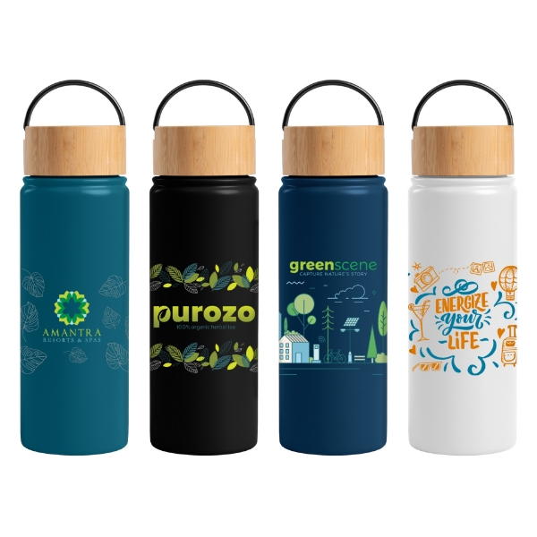 Recycled Stainless Steel Bottles with print - Double Walled 530ml
