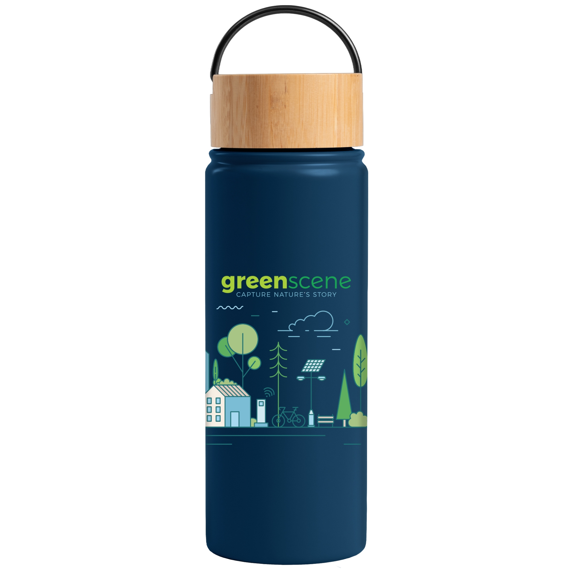 Navy Recycled Stainless Steel Bottle with print