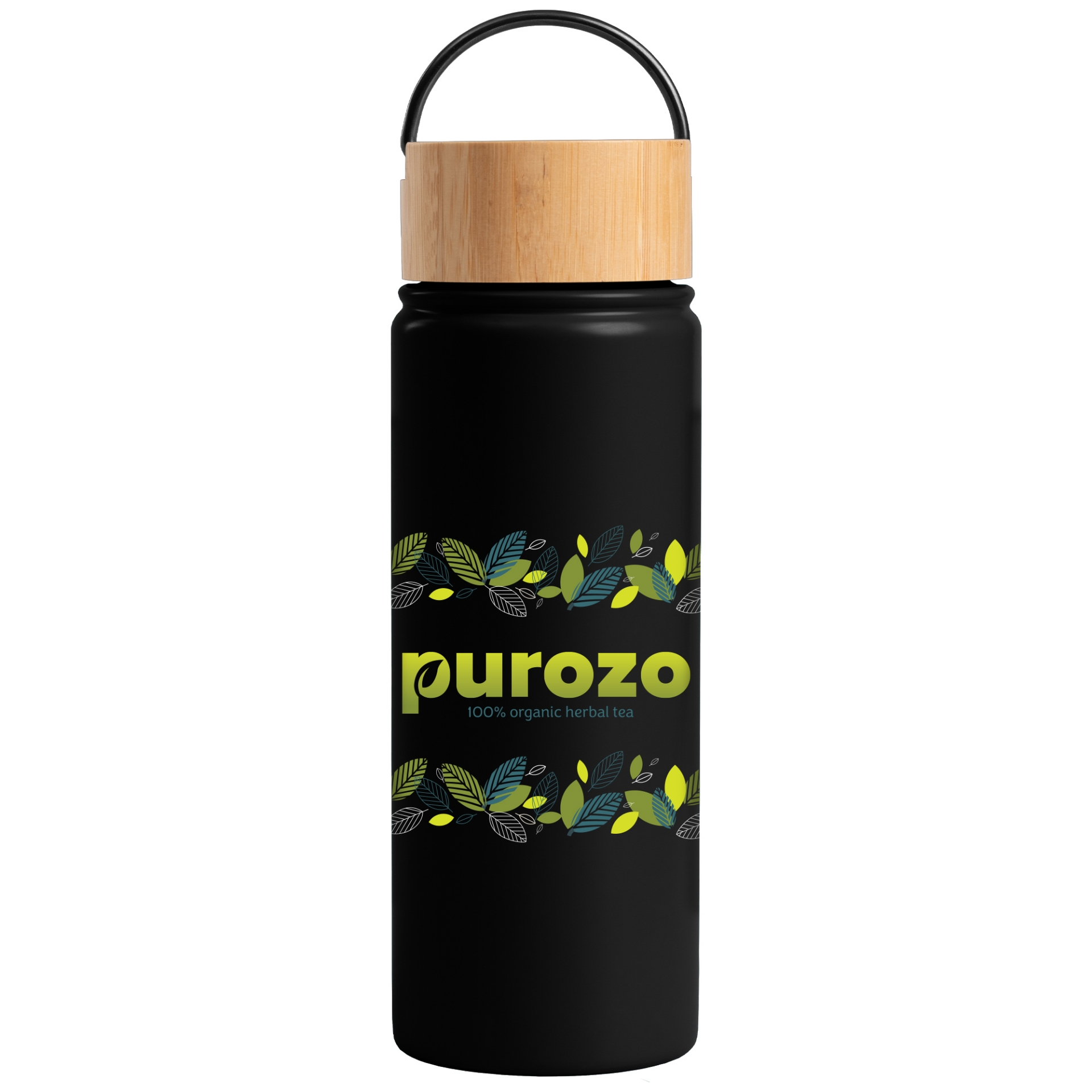 Black Recycled Stainless Steel Bottle with print