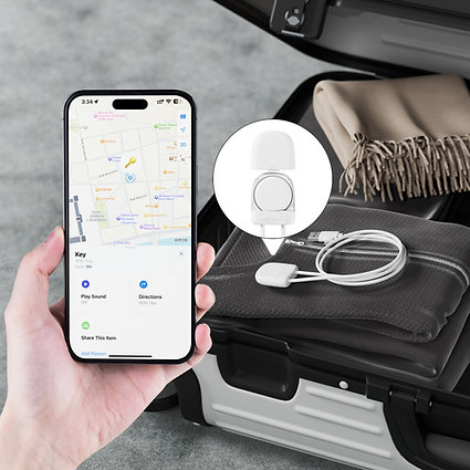 Smart Tracker Charge Cable in use being tracked