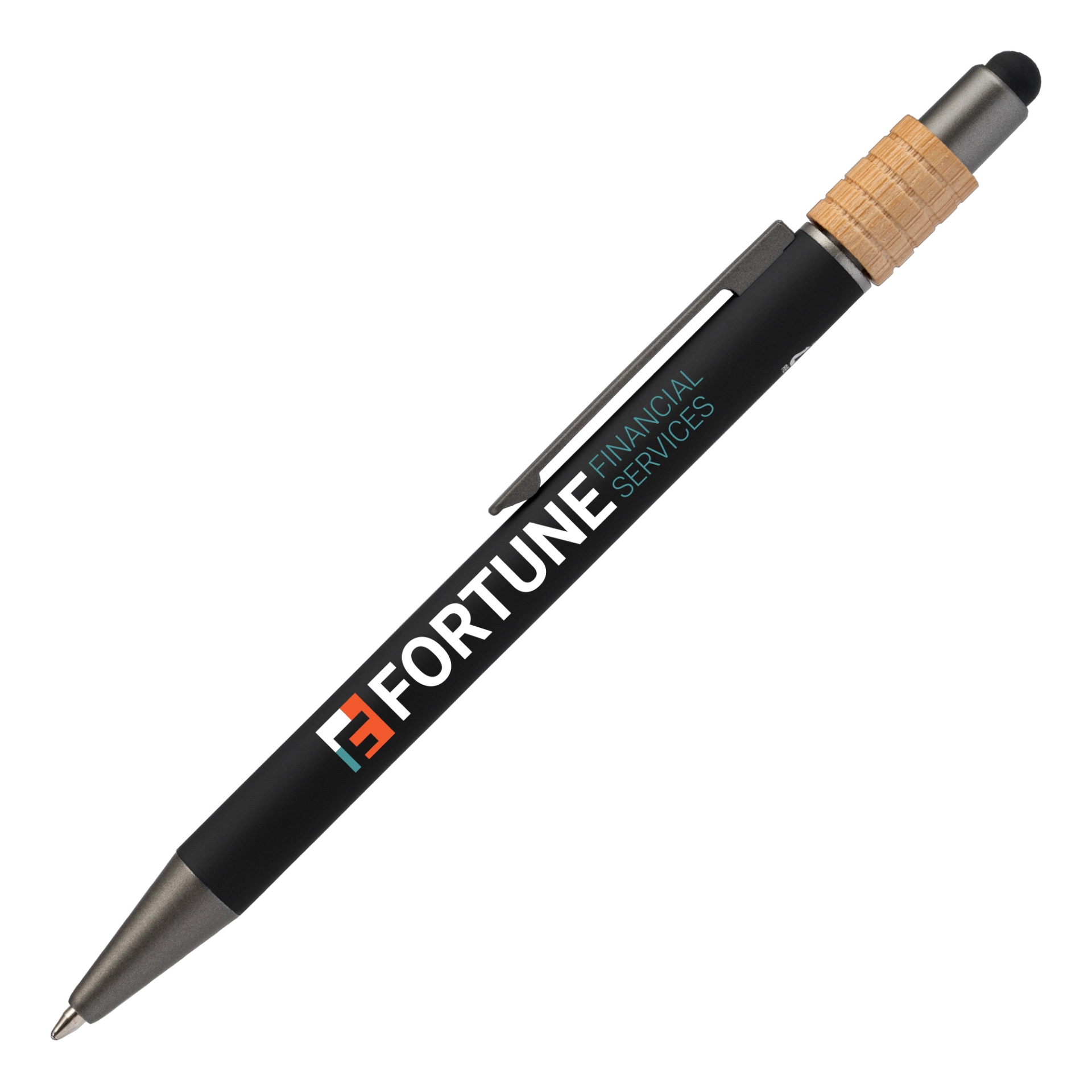 Black Spinner Recycled Aluminium Pen with print