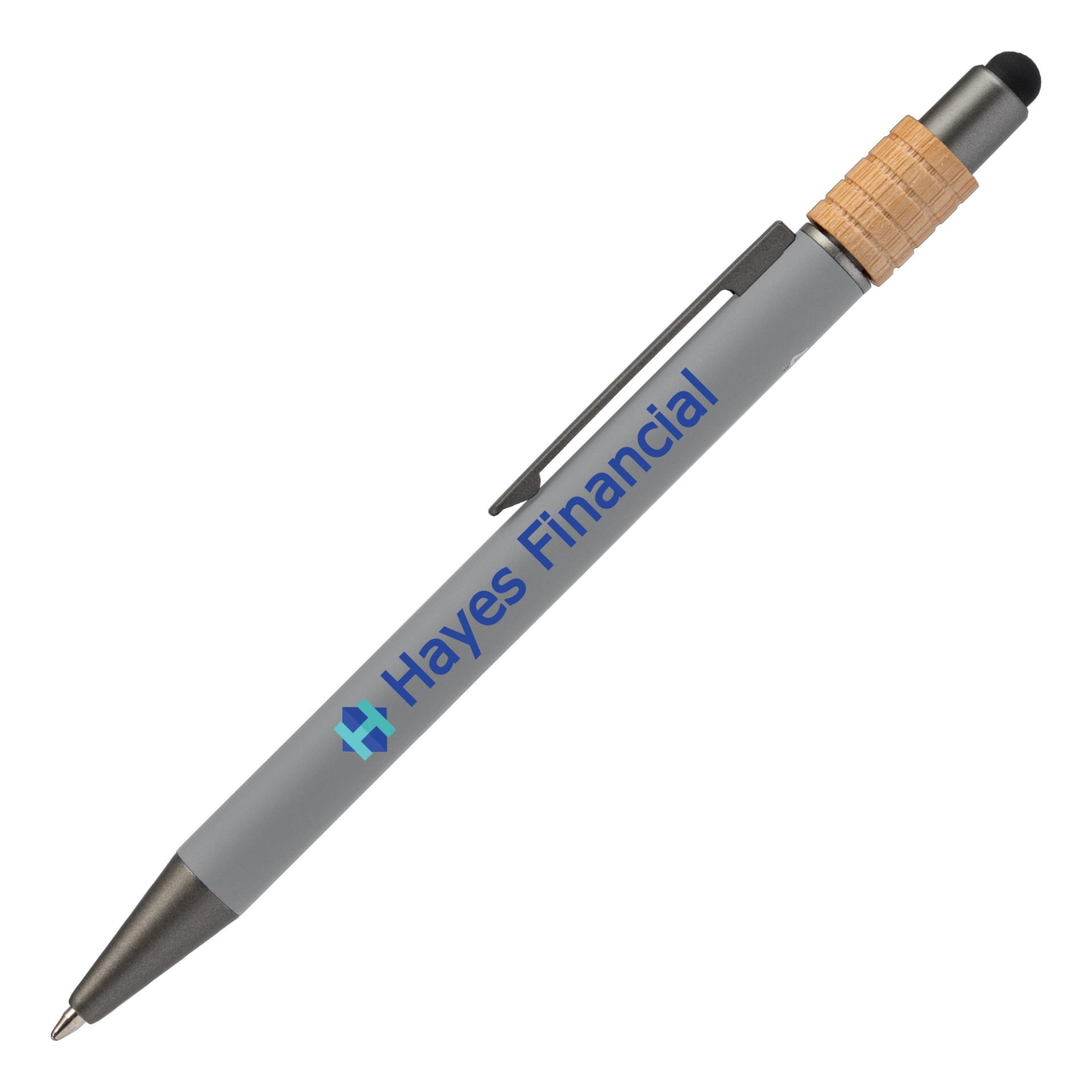 Grey Spinner Recycled Aluminium Pen with print