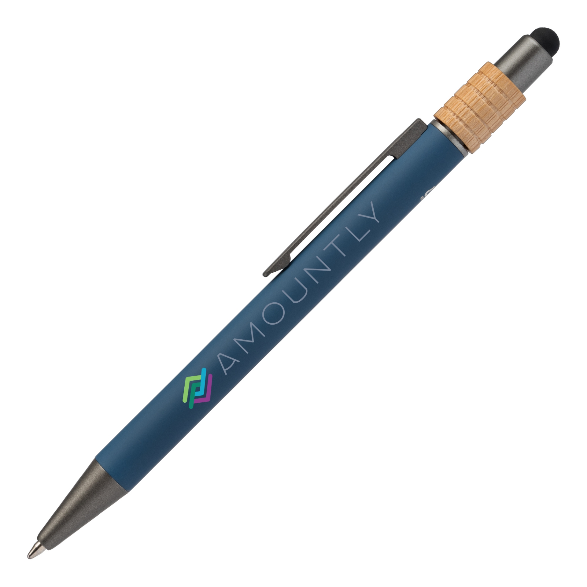 Blue  Spinner Recycled Aluminium Pen with print