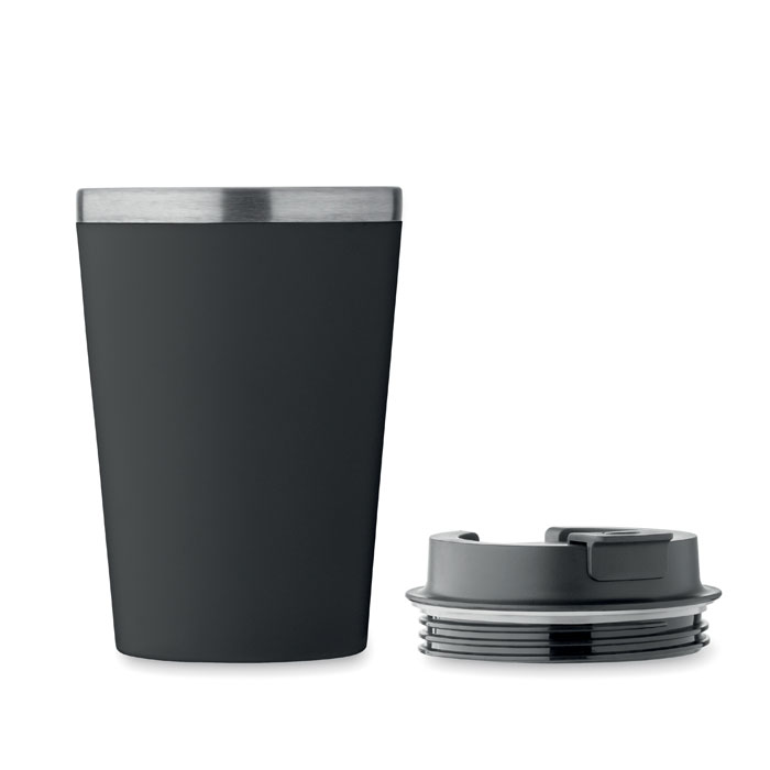 Double Wall Tumbler in Black lid off