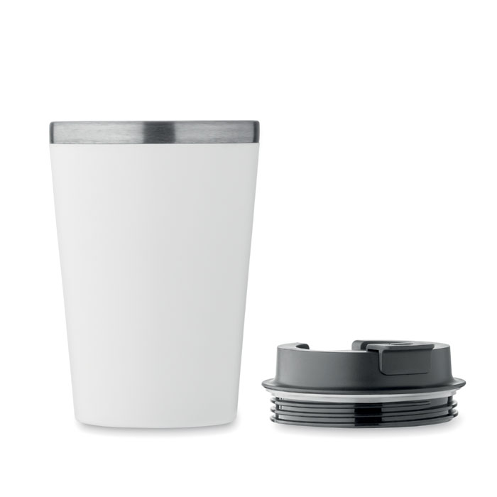 Double Wall Tumbler in White lid off