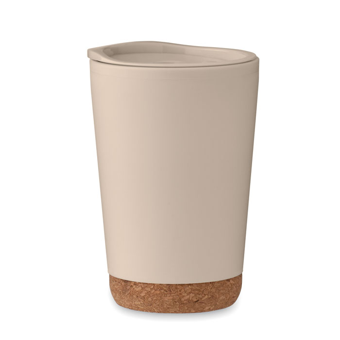 Double Wall Tumbler with cork base in Beige